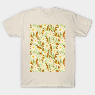 Wild daisy flower pattern in pale green T-Shirt